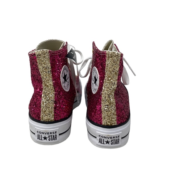 Converse Ctas Lift Shoe Platform For Women Glitter Red Beige Custom 570626C-WPGW - Picture 8 of 10